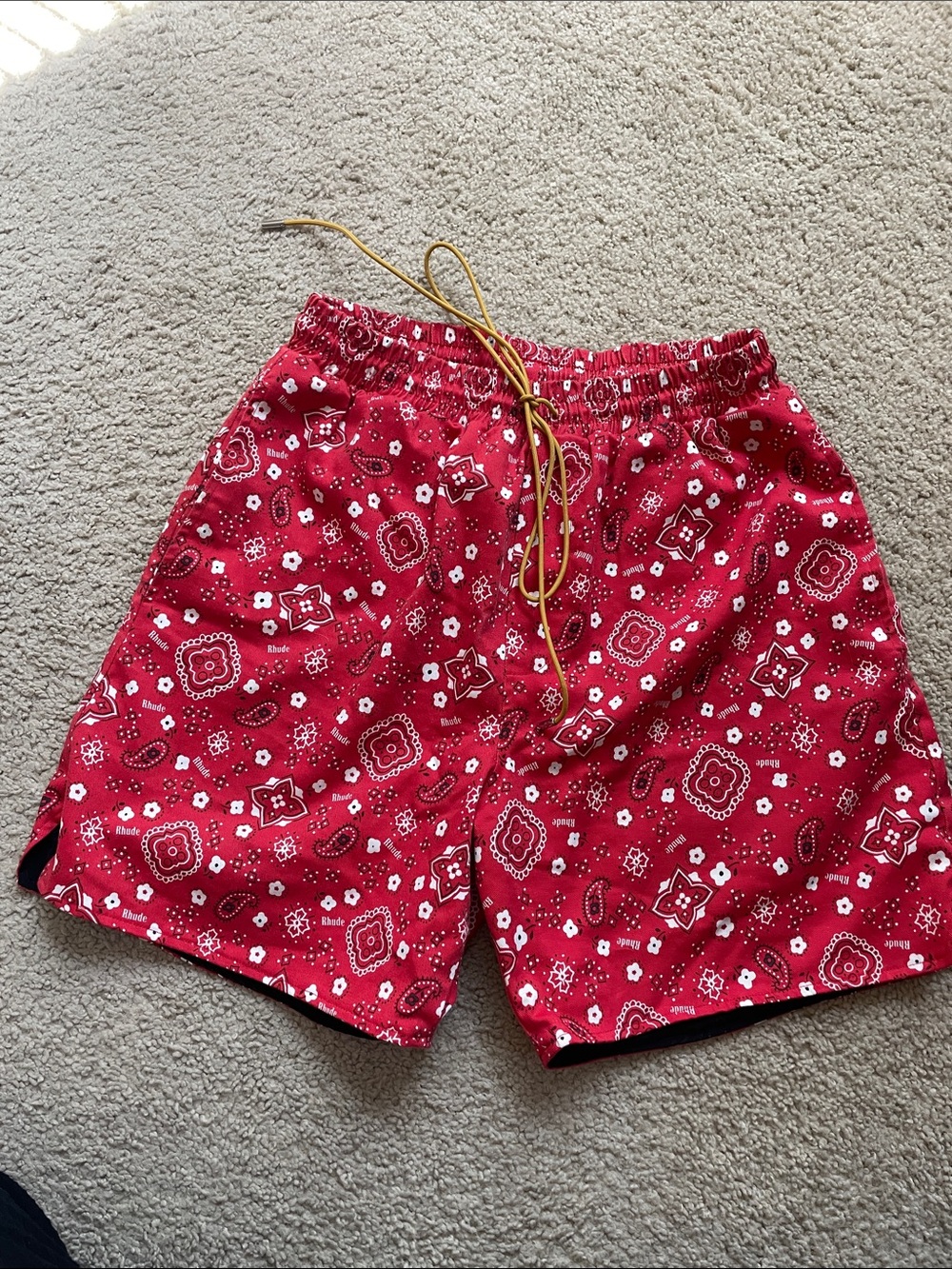Rhude Red Bandana-Print Shorts
